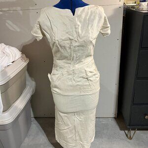 Vintage 1960s Sue Brett Linen Wiggle Dress